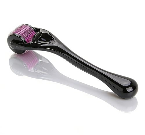 Derma Roller 0,5 mm con 540 agujas de titanio, rodillo de microneedling Roller para cara, barba, cabello, cuidado de la piel y rutina de cuidado, para hombres y mujeres, rodillo compacto para el hogar