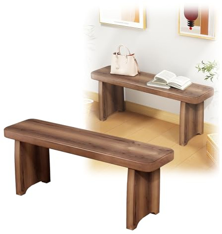 Genérico Banco Pie De Cama Rústico para Dormitorio, Banco Madera Maciza 60/90/120/150 Cm Sin Respaldo, Taburete Baño Bajo para Interior Y Exterior, Sillas De Comedor Nogal(60 * 20 * 15 cm)