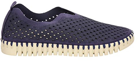Ilse Jacobsen HORNBÆK | Flache Damen-Schuhe | Slip-On Sneaker mit Recyceltem Mikrofaser-Material und Rutschfester Natur-Gummisohle | Tulip3275 | Leicht Atmungsaktiv Umweltfreundlich | Navy | 38