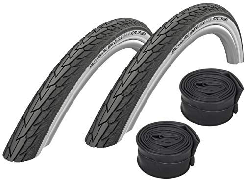 Set: 2 x Schwalbe Road Cruiser schwarz-Weiss 47-622 / 28x1.75 + Schwalbe Schläuche Blitzventil