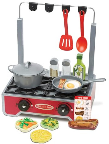Melissa & Doug 19-Piece Deluxe Wooden Cooktop Set (E-Commerce Packaging)