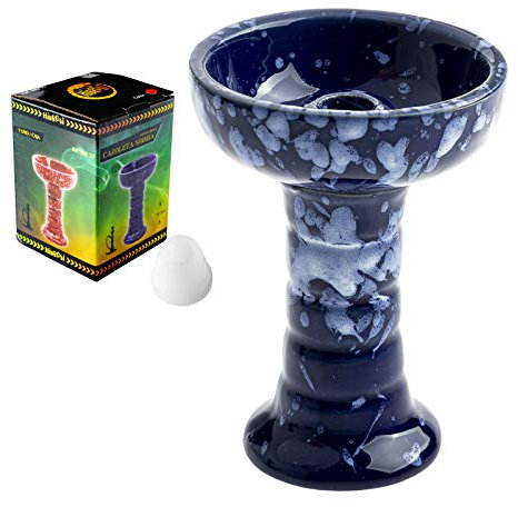 HIBRON-Tête de narguilé chicha ceramique avec adaptateur en silicone pour tous les narguilés - Tête de narguilé - Bleu