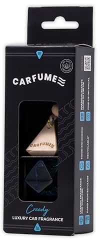 Carfume Creedy Car Air Freshener Original| Premium Earthy Musk, Ambergris & Juniper Fragrance | Luxury Blue Recyclable Scented Diffuser For Men - Odour Eliminator - Car Accessories