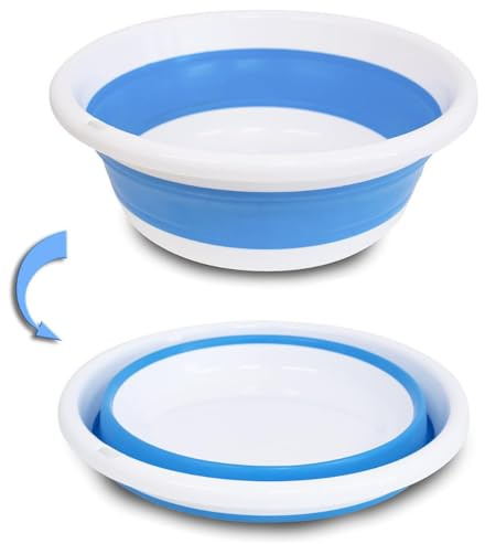 S.I.C SIC Bacinella multiuso pieghevole; Portatile, forma rotonda, salvaspazio, leggero. Utile sia per la casa, che in cucina; e all'esterno per il campeggio e le gite.(31 cm Azzuro)…
