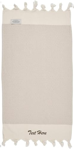 La Hammam Turkish Hand Towels Set of 2, 18x36, Cotton, Ultra Soft, Absorbent & Quick Dry, Decorative Hand Towel for Bathroom, Kitchen, Hair, Dishcloth, Tea, Yoga, Face, Gym & Spa Diamond Beige