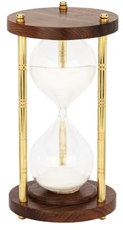 NKlaus Clessidra nautico 3 colonne ottone/legno 60min. 23x12,5cm Decorazione marittima 14995