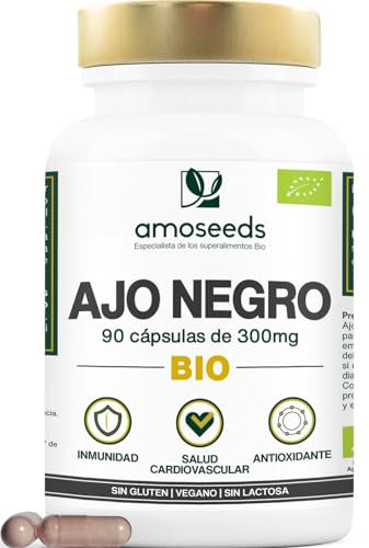 Ajo Negro BIO | 900mg / día, 90 cápsulas | 100% Puro, Orgánico, Sin Aditivos | Allium Sativum | Salud cardiovascular, Circulación, Inmunidad | Primera Calidad