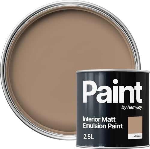 Hemway Light Clay Brown Paint 2.5 L, Indoor Matt Finish, One Coat, Wall Paint, Acrylic & Water-Based Emulsion, Quick Dry & High Coverage for the Kitchen, Bathroom & Bedroom Walls & Ceiling