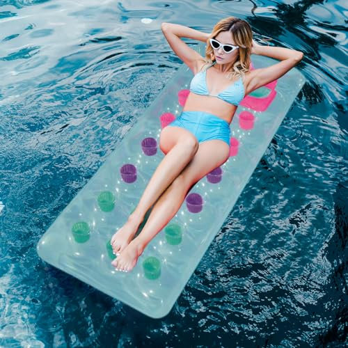 ACTOYS Colchoneta Piscina Adultos, Colchoneta Hinchable Piscina, Colchoneta de Playa Hinchable, Colchonetas para Piscina, Hinchables para Piscina y Playas-170 * 62 cm (Blanco)