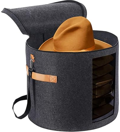 Cappelliera – Organizer pieghevole per cappelli da viaggio, grandi scatole rotonde per cappelli, contenitore portatile per cappelli | Scatola per cappelli da viaggio in feltro con coperchio