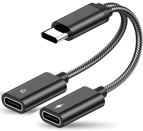 Adattatore per cuffie USB C e Ricarica, Sdoppiatore cuffie usb c, Doppio tipo C Cavo Audio Aux Ricarica per Auricolari Splitter, Adattatore Compatibile con Samsung Galaxy