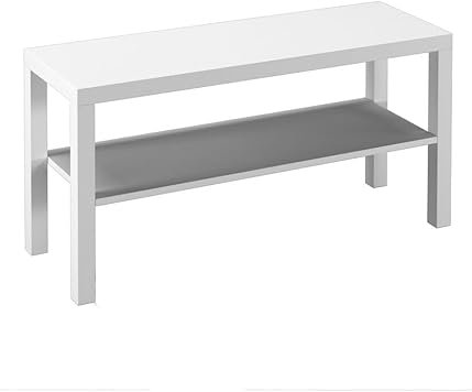 URBNLIVING 2 Tier TV Bench Entertainment Media Stand Cabinet Wooden Storage Display Unit Center Shelf, Modern TV Console Table for Living Room Bedroom - White, H45cm x W90cm x D30cm