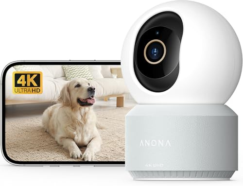 Anona Pano 4K UHD Indoor Security Camera, 360° Pan-Tracking Dome Camera for Home Security, Wi-Fi 6, Indoor Camera with Person/Pet/Baby Cry Detection, 2-Way Audio & Privacy Mode | Alexa Compatible