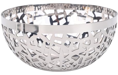 RIZGHWOY Soporte de Cesta de Tazón de Frutas de Acero Inoxidable Decoración Hollow Decorativa Moderna Modern Counetop Exhibición de Frutas con Abertura Amplia para la Oficina en el Hogar Al (20