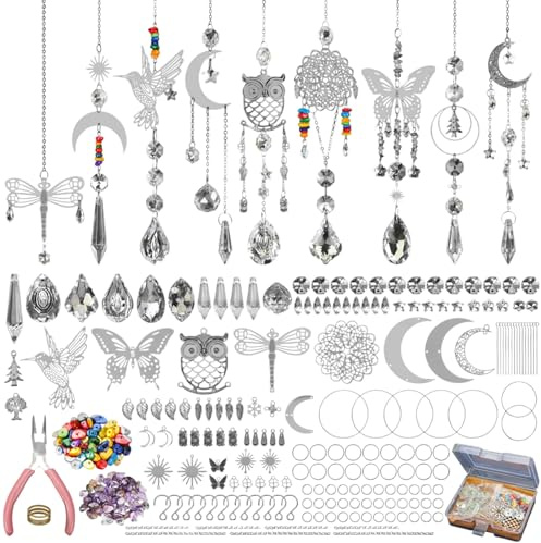 Suncatcher - Set di 460 acchiappasole fai da te, kit fai da te, adatto per decorazione di finestre, giardino, interni ed esterni