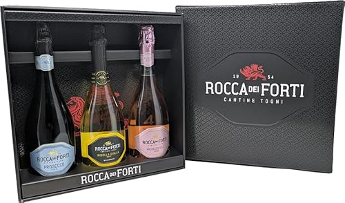 Confezione Regalo Rocca dei Forti con 3 bottiglie da 75cl - 1 Prosecco D.O.C. + 1 Prosecco D.O.C. Rosé Millesimato + 1 Ribolla Gialla Millesimato