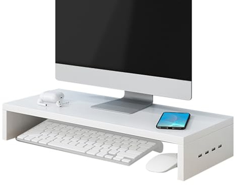 Liakyunf Support Surélevateur Pour Écran | Support Ergonomique avec 4 Ports USB,Rangement Sureau pour Ordinateur Portable et Station de Travail - Pour Écran Imprimante Ordinateur Portable Électronique