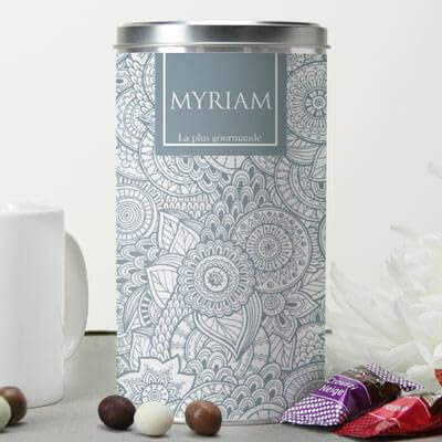 CADEAUX.COM Boîte de chocolats Monbana personnalisée - Fleurs - Boite en métal contenant 45 chocolats Monbana différents