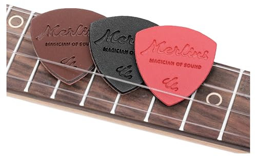 Leder-Plektrum-Set/3 Picks in verschiedene Stärken für Ukulele Akustische und Western-Gitarre
