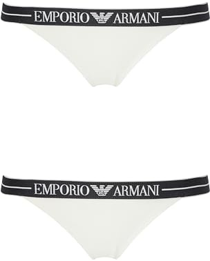 EMPORIO ARMANI Damen 2-Pack T-Thong Tangahöschen, White/White, M