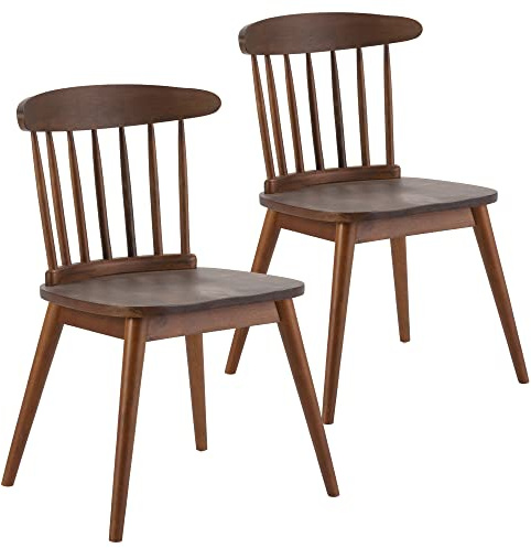 HOMN LIVING Pack 2 Sedie Ben Colore Noce, Legno Massello, 55 cm (Larghezza) 52 cm (Profondità) 80 cm (Altezza)