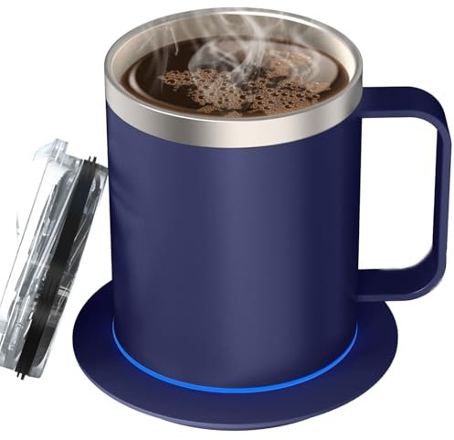 Zhenglu Self-Heating Coffee Mug for Desk,12oz Heated Cup with 10Hrs Auto Shut Off,USB Powered Mug Warmer Set,Coffee Gifts,Appreciation Gifts (Royal Blue)