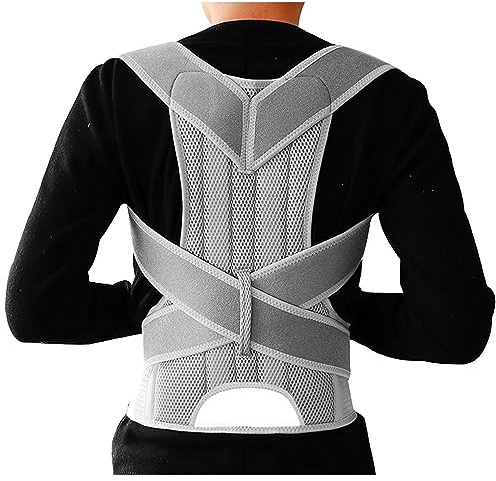 SUAVER Corrector de Postura Espalda Soporte,Ajustables Apoyo de Espalda,Cinturón Corrección de Postura para Hombres y Mujeres,Enderezador de Espalda,Aliviar el dolor de Espalda y Hombro (3XL, Gris)