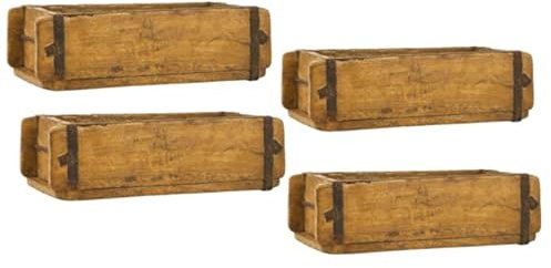 MC-Trend 4 Stück Ziegelsteinform aus Holz – rustikale Holzkiste zum Bepflanzen – Altholz Blumenkasten – Backsteinform mit Metallbeschlägen – jedes Stück ein Unikat – Holz Zieglform