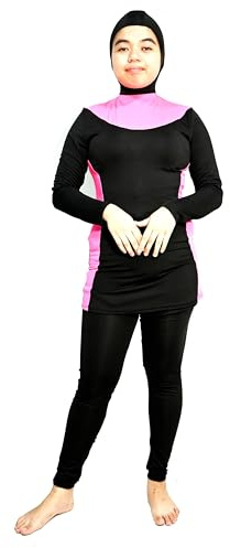 Musuly Costume da Bagno Burkini Modesto (Nero e Rosa, 3XL=50)