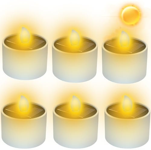 Vaileal 6 lumini solari impermeabili, candele solari fiamme tremolanti, adatte per feste in giardino all'aperto, matrimoni, decorazioni vacanze