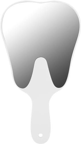 Specchio a forma di dente/specchio dentale con manico carino/strumento per la cura dei denti/per accessorio dentale (bianco)