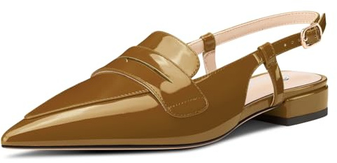 Castamere Donna Slingback Scarpe Basse Pumps Basso Tacco Heel Chiusa a Punta Slip-on Loafers Scarpe Ufficio Casual Dress Scarpe 2 CM Heels Marrone 41 EU