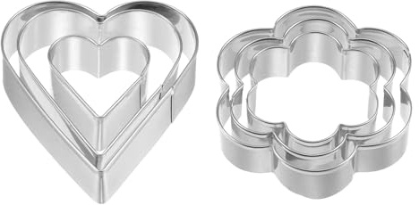 sourcing map 6pcs Cookie Cutters, Heart Flower Shaped Biscuit Cookie Cutter for Kitchen Baking