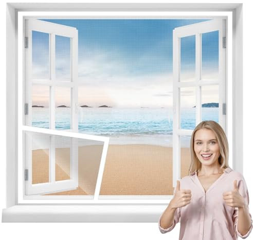 Fly Screen Window - Insect Protection Roller Blind self-Adhesive - Fly Screen Fiberglass net 55x185cm Window Screen mesh White