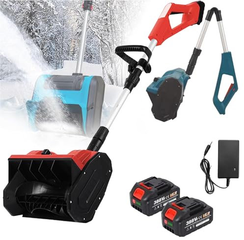 Spazzatrice da Neve Manuale a Spinta da 1200 W, Pala per la rimozione della Neve Senza Fili con Impugnatura Anteriore Regolabile e Piastra direzionale, Lancia Neve a Batteria per la Pulizia