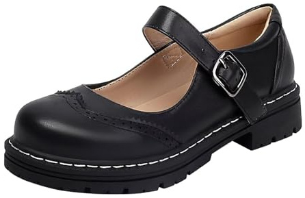 Piattaforma da donna Mary Janes scarpe morbida ecopelle Sweet Toe caviglia Lolita Gothic plateau abito décolleté scarpe eleganti chiuse scarpe basse chunky plateau sandali estivi in pelle laccata,