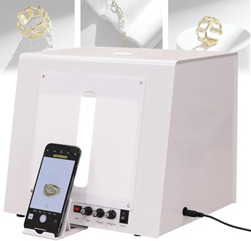 Kit fotografico portatile con mini tenda da ripresa, scatola luminosa per fotografia, con giradischi elettrico con velocità regolabile, luci LED con luminosità regolabile da 3000 a 5500 K,22cm