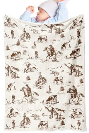 Zubehors Couverture Bébé Cowboy - Accessoires Western pour Bébé | Couette Courtepointe Douce Rustique pour Pique-Nique Plage Voyage Patio Salon Cuisine Parc Ferme Appartement Banc d'Extérieur