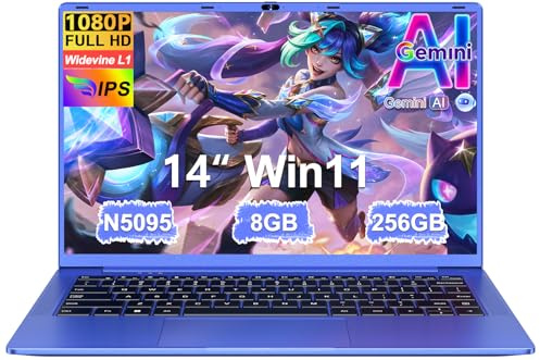 Ordenador Portátil 14 Pulgadas Celeron N5095 Upto 2,9 GHz Portatiles 8GB RAM 256GB SSD TF 1TB LPDDR4 Win11 5G WiFi 1920*1080 FHD mini HDMl Laptop Película Protectora Español - Morado Cuerpo Metálico5
