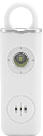 Jectse Alarma de Seguridad Personal de 130 DB, Sirena Ruidosa con Luz Estroboscópica LED, Llavero a Prueba de Agua para Mujeres y Niños, Protección de Emergencia (White)