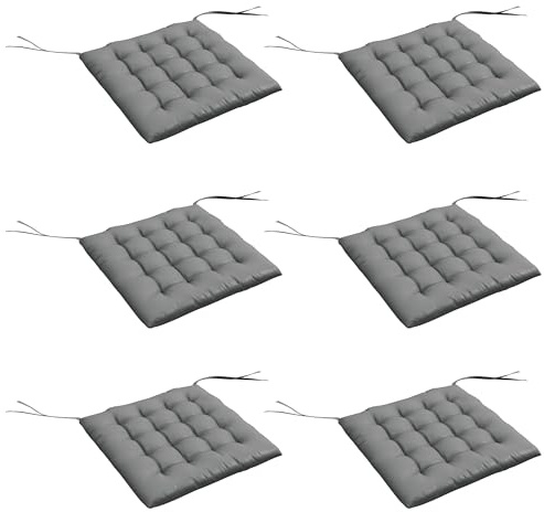 Outsunny Juego de 6 Cojines para Sillas de Comedor 40x40 cm Gris Oscuro