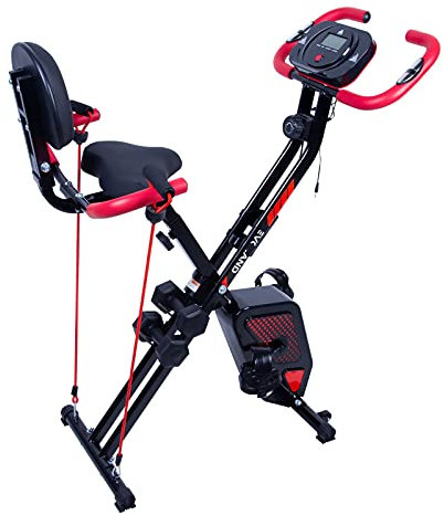 EVOLAND Heimtrainer Fahrrad Klappbar, F-bike, Fitnessbike mit 8 Widerstandsstufen mit LCD Trainingscomputer, Handpulssensoren, Heimtraining Fitnessfahrrad Statisch Aufstehen, Nutzergewicht ab 120 kg