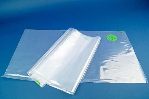 250 Flachbeutel aus Recyclat rLDPE 600 x 800 mm, Folie 50my, recycelbar, Materialhinweis, ohne Verschluß
