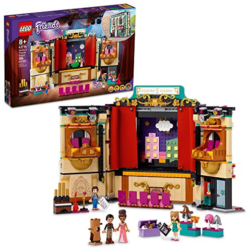 LEGO Friends Andrea's Theater School Playset, 41714 Creative Pretend Play Theater Toy, Gift Idea for Kids Girls Boys 8+ Years Old, Theater with Curtains, Lighting, Props and 4 Friends Toy Figures