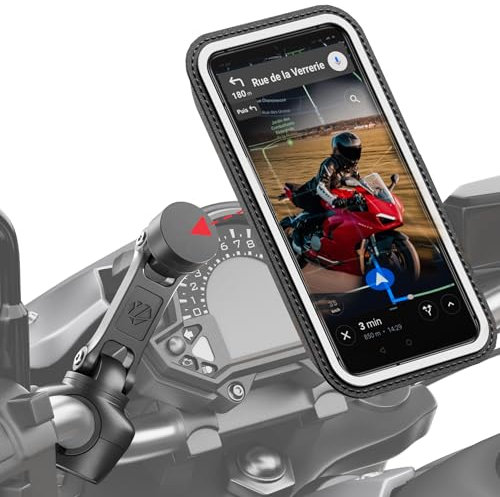 Shapeheart französische Innovation, magnetische Motorrad-Telefonhalterung Pro mit Gelenkarm und Abnehmbarer wetterfester Hülle, absorbiert Vibrationen. Handyhalterung für Motorrad- und Rollerlenker