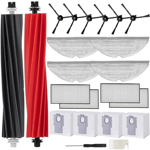 Anwor Zubehör-Set für Roborock S8 Pro Ultra Staubsauger, 1 Doppelbürstensystem Modell Hauptbürsten 4*Hepa-Filter 4*Wischtücher 4*staubbeutel Ersatzteile, Ersatzteil-Kit für Roborock S8 pro Ultra