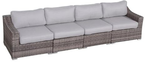 Living Source International Wicker/Rattan 4 - Person Seating Group in Gray