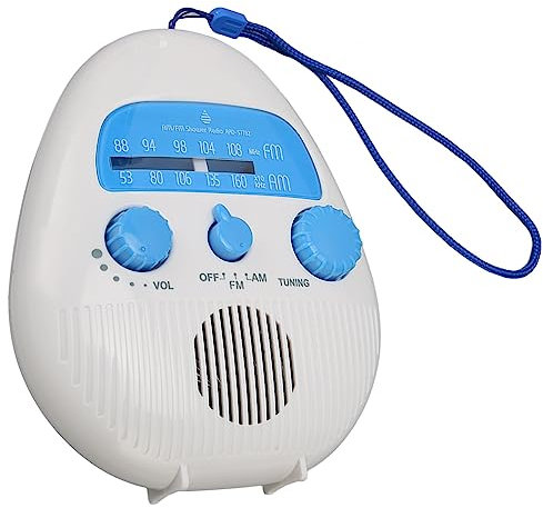 Radio de Douche AM FM Portable, Radio FM sans Fil étanche pour Salle de Bain, Haut-Parleur intégré, Radio Numérique à Piles avec Lanière