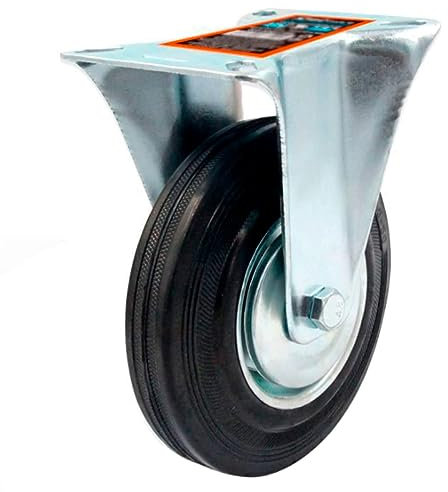 AC - Rueda Fija para Muebles 5 - Fabricado en Hierro y Goma - Incluye Placa de Montaje - Rueda de Transporte para carritos, mesas, Industrial - Ø 120 mm
