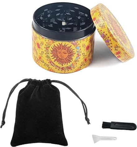 ZOCONE Klein Grinder Vintage Gelb Mini Crusher mit Pollenschaber Kleiner Metall Manuell